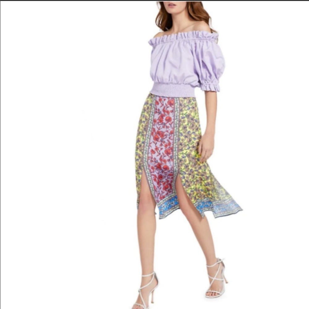 Alice + Olivia Athena Floral Print Midi Skirt NWT